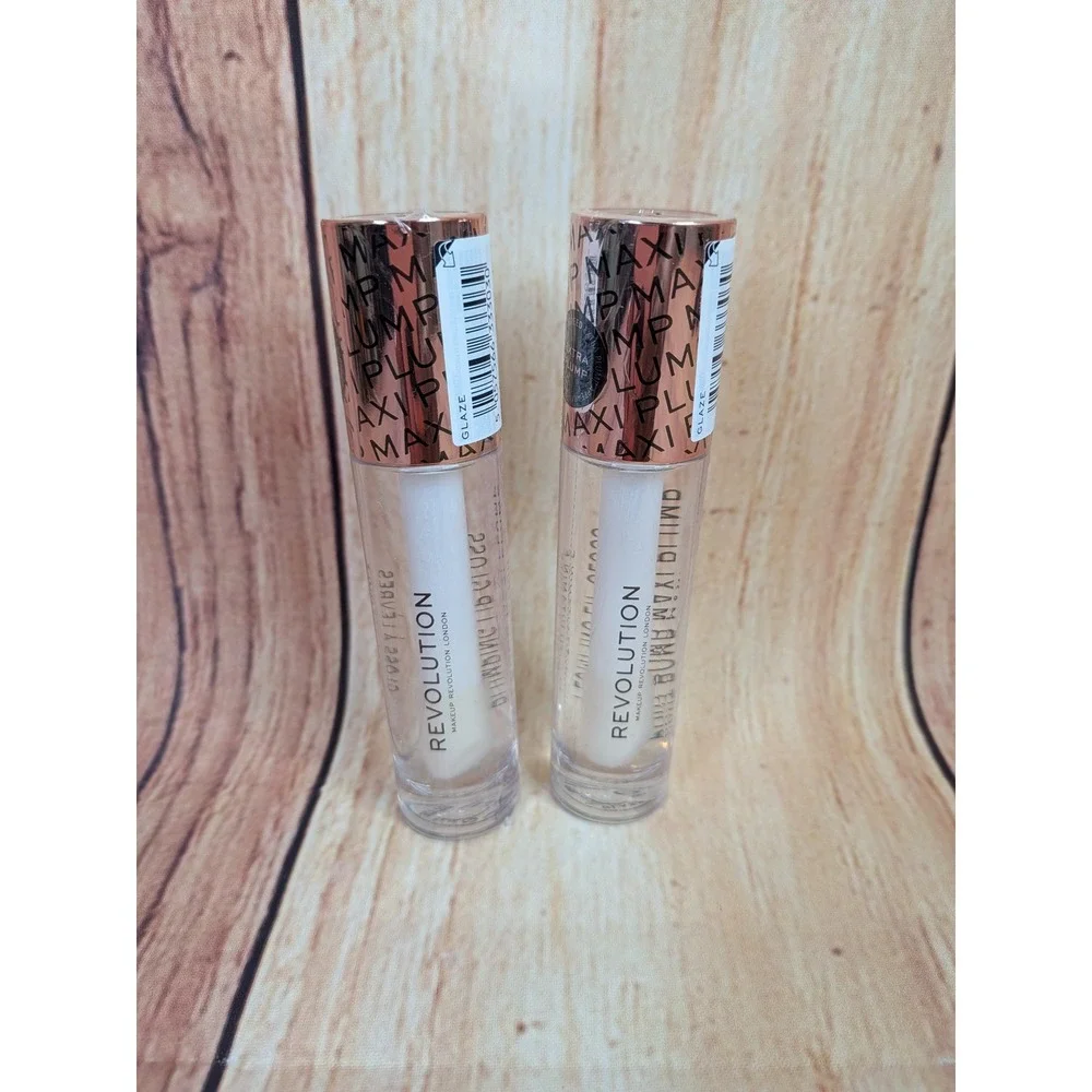 2 Pk Makeup Revolution Pout Bomb Maxi Plump Lip Gloss Clear with Vitamin E